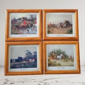 George Wright (1860 -1942) Set of 4 Fox Hunting Art Prints 6x7" Each